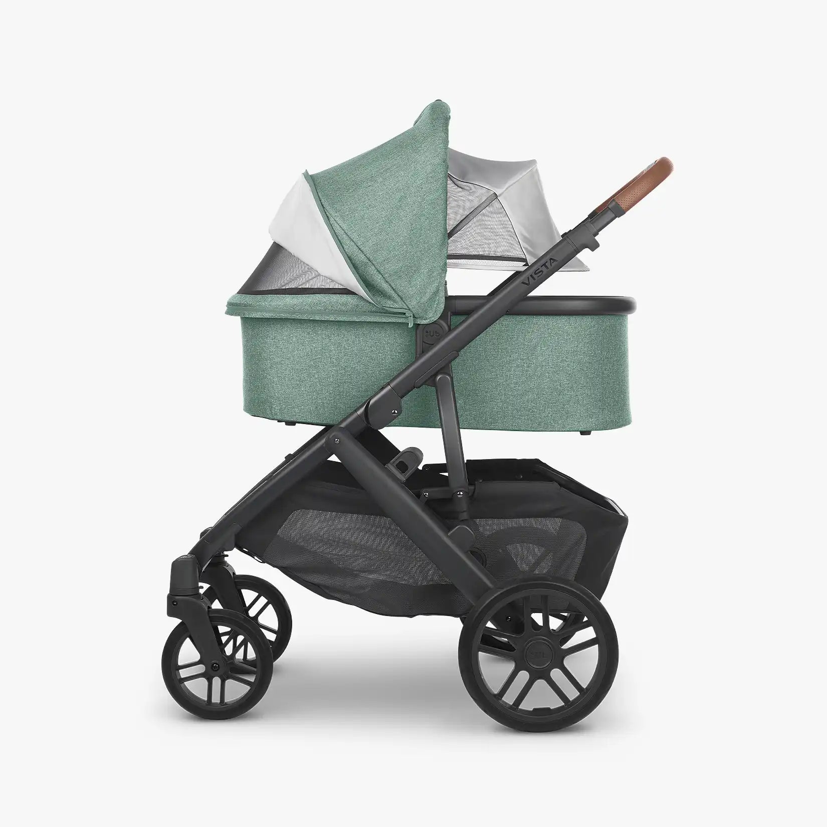 UPPAbaby VISTA V2 With Bassinet - Gwen (Green Mélange/Carbon/Saddle Leather) - UPPAbaby Australia