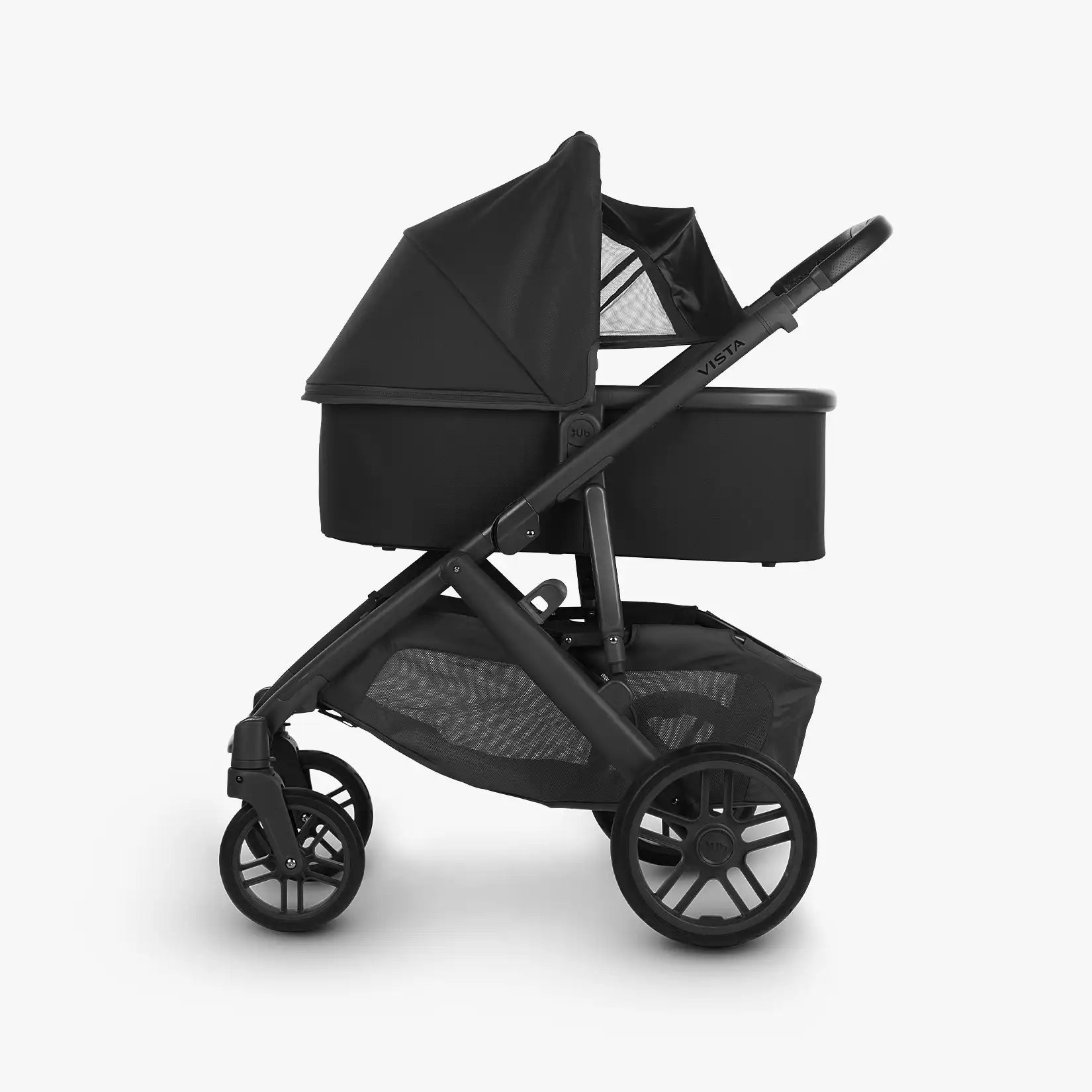 UPPAbaby Vista V2 With Bassinet - Jake (Black Fabric/Black Leather/Carbon Frame) - UPPAbaby Australia