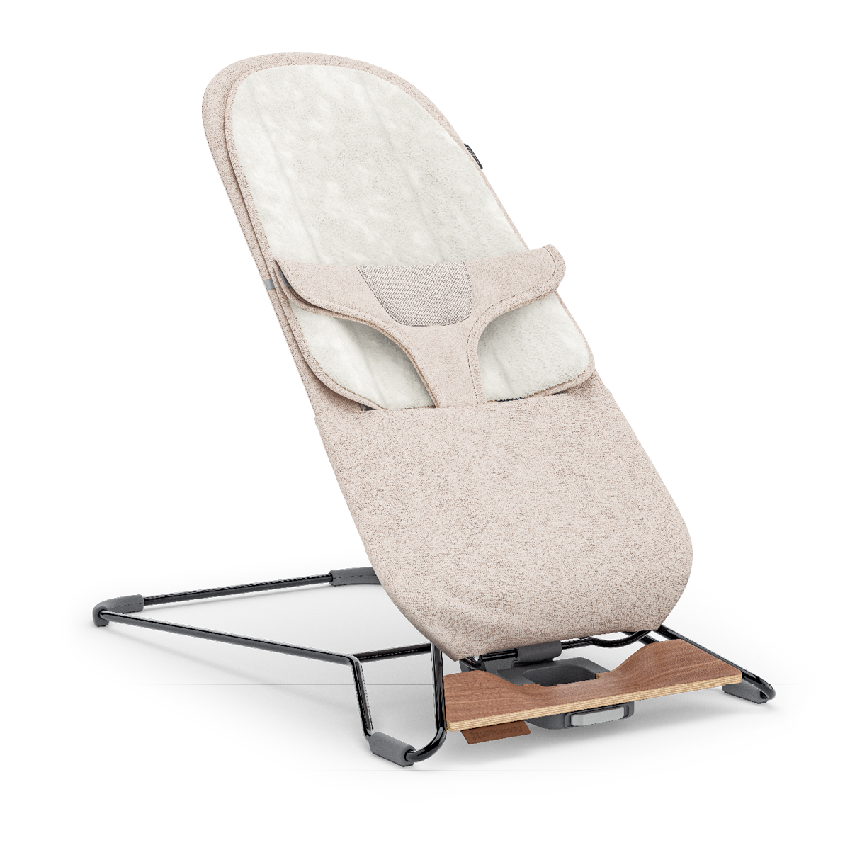 UPPAbaby Mira Baby Bouncer - Charlie (Sand Melange / Black Chrome / Walnut Wood)