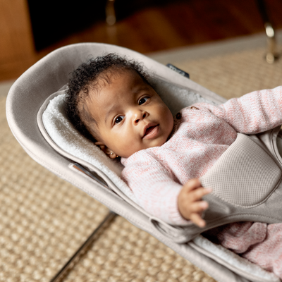UPPAbaby Mira Baby Bouncer - Charlie (Sand Melange / Black Chrome / Walnut Wood)